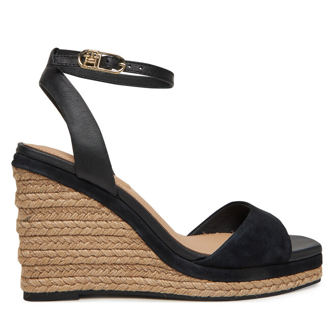 Espadryle Tommy Hilfiger Leather & Suede High Wedge Espad FW0FW08803 Czarny