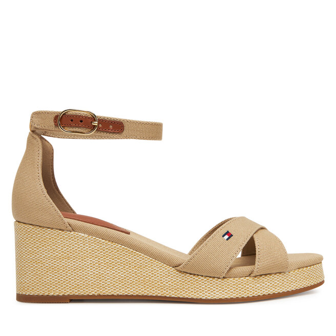 Espadryle Tommy Hilfiger Flag Criss-Cros Mid Wedge Espad FW0FW08481 Beżowy