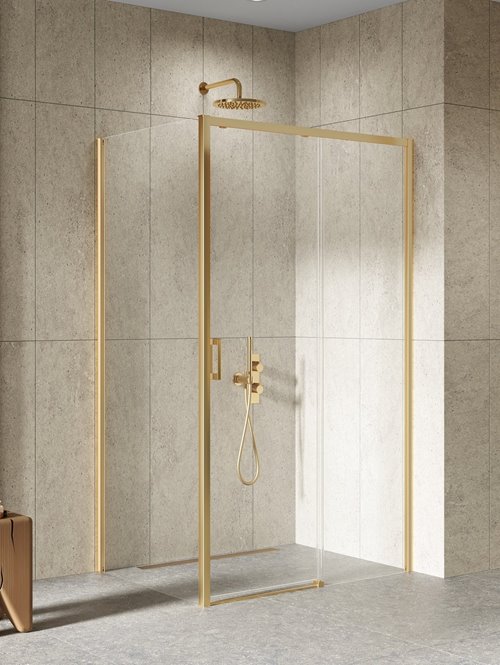 Kabina prysznicowa kwadratowa prawa 100x100 złota szczotkowana D-0785A/D-0331B Prime New Trendy Gold Brushed