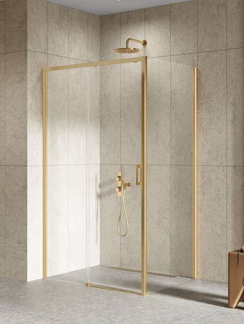 Kabina prysznicowa prostokątna lewa 100x80 złota szczotkowana D-0784A/D-0329B Prime New Trendy Gold Brushed