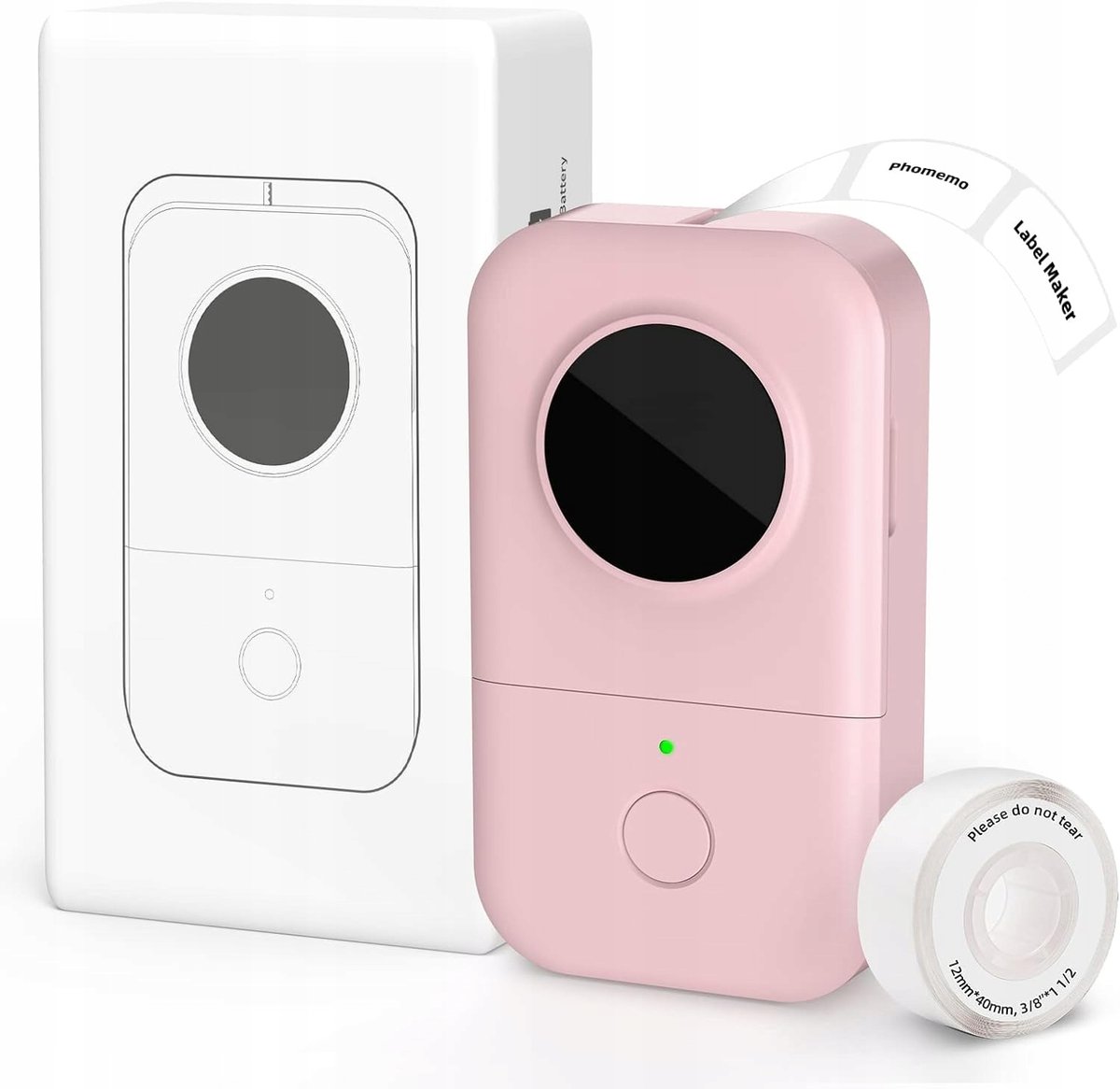Phomemo D30 mini drukarka etykiet samoprzylepnych taśma z Bluetooth różowa
