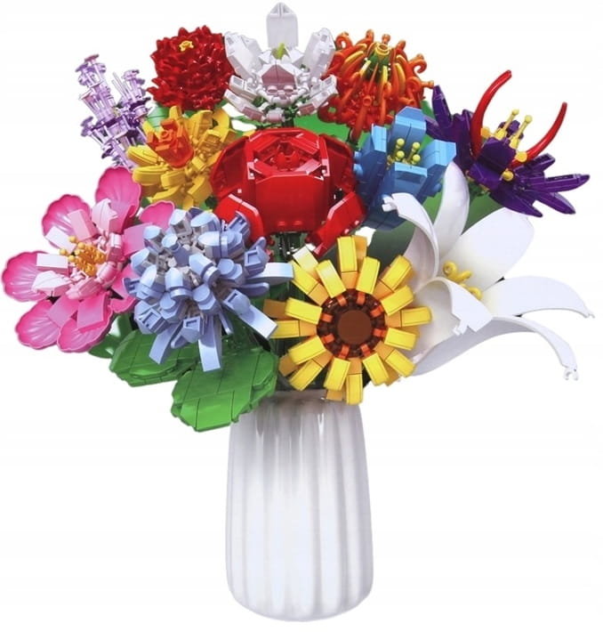 Klocki Konstrukcyjne Bukiet Kwiatów Kwiaty do wazonu 12szt 1064 el