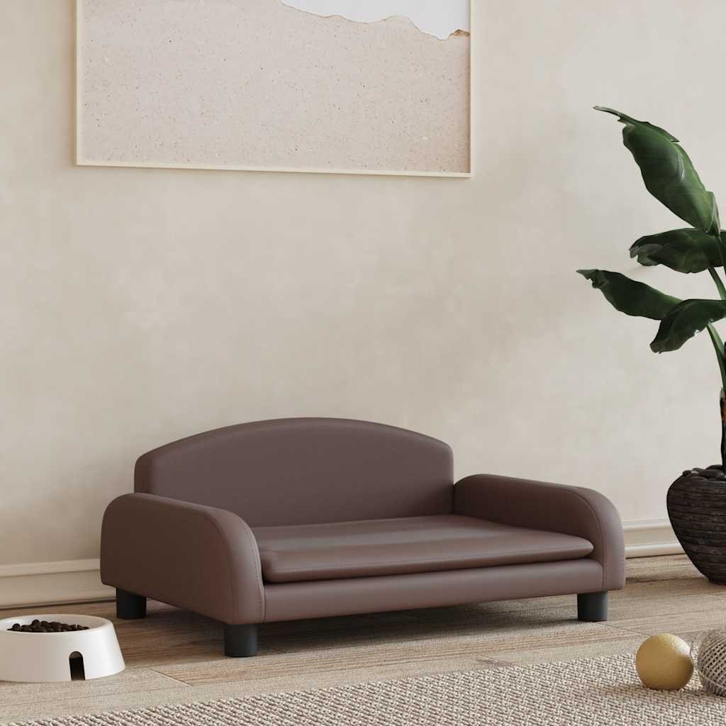 The Living Store Legowisko dla psa - brązowe - 70x45x30 cm - sztuczna skóra - Legowisko Dla Psa