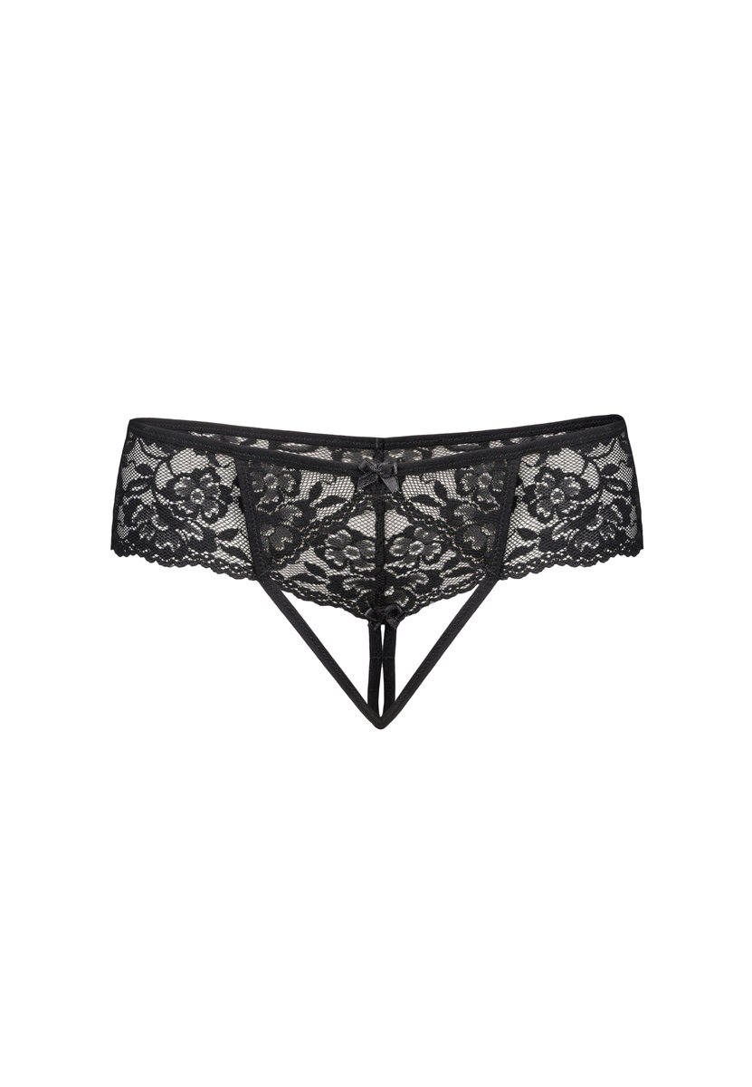 Stringi z kwiatową koronką Devi czarne, Teyli