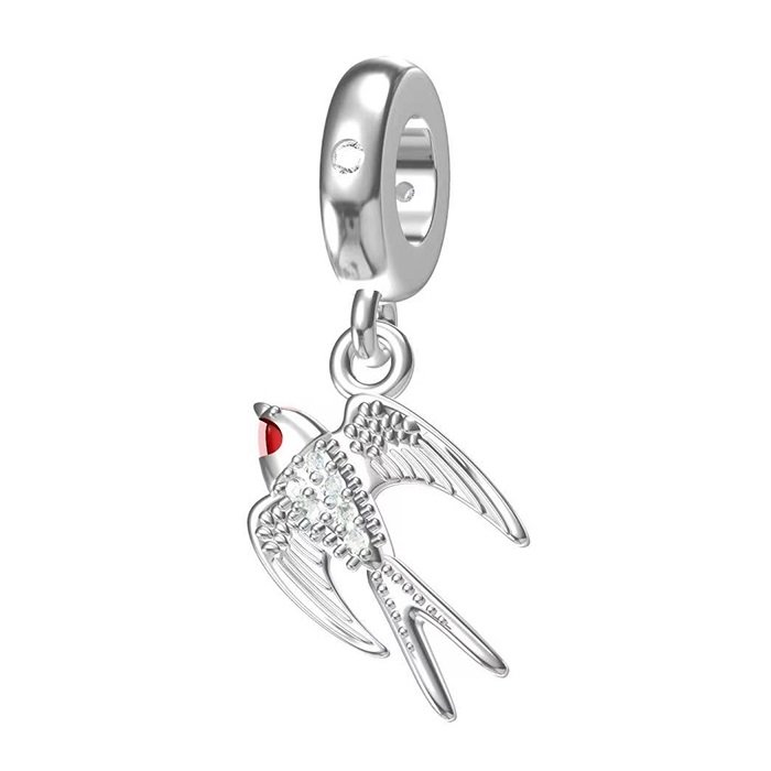Zawieszka Charms SREBRO 925 Koralik do PANDORA Ptak Jaskółka