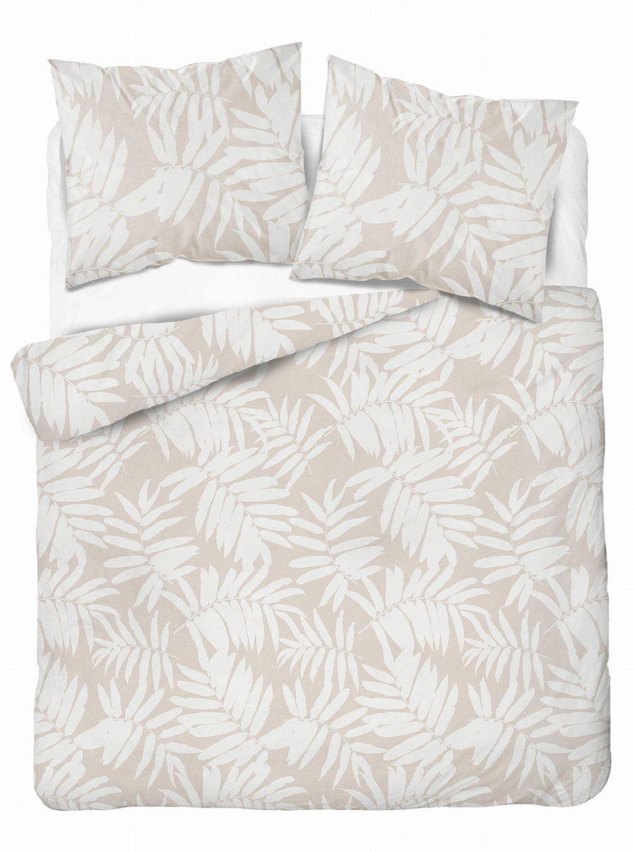 Pościel bawełniana 160x200 beżowa liście palmy