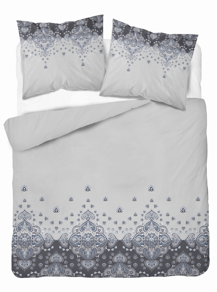 Pościel bawełniana 220x200 szara ornament