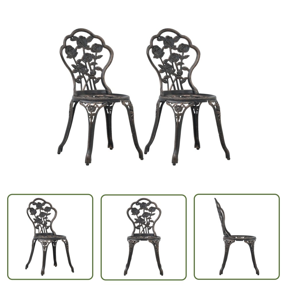 The Living Store Krzesła bistro - 2 szt. - brąz - stop aluminium - Krzesło Ogrodowe