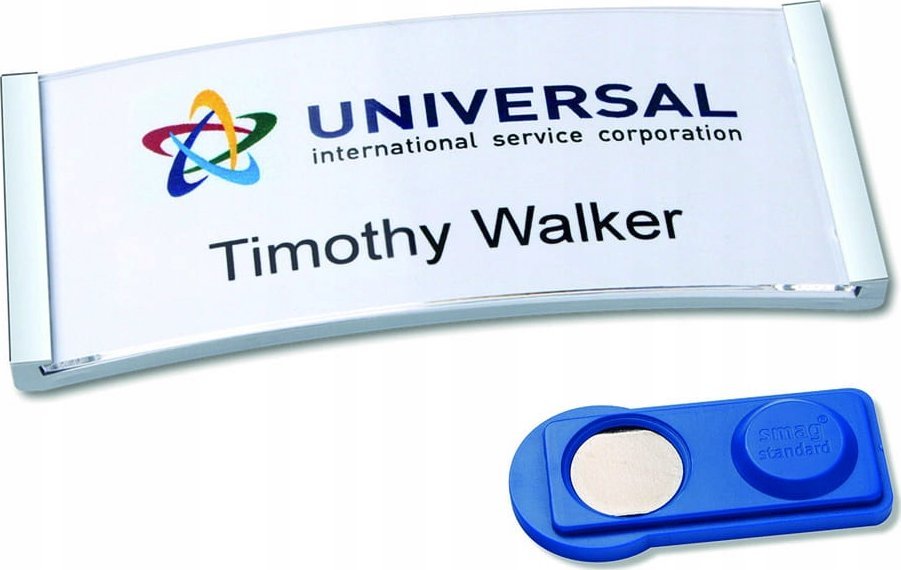 AVERY Navneskilt Badgepoint® 70x30 mm, Polar® Medarbejderskiltesæt, skilte med rustfri stålramme, akrylglas og printbare indstik - 10 skilte inkl. 36 indstik