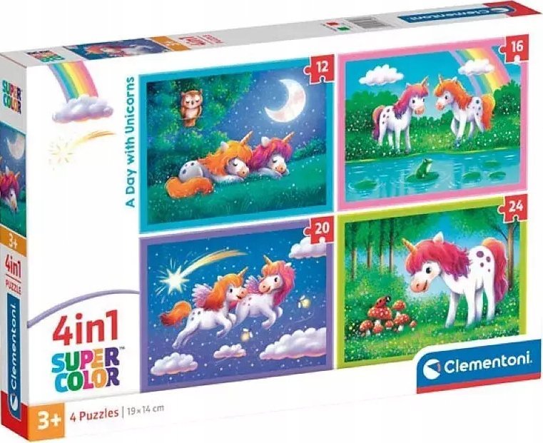 CLE puzzle 4w1 SuperKolor ADay withUnicorns 21740
