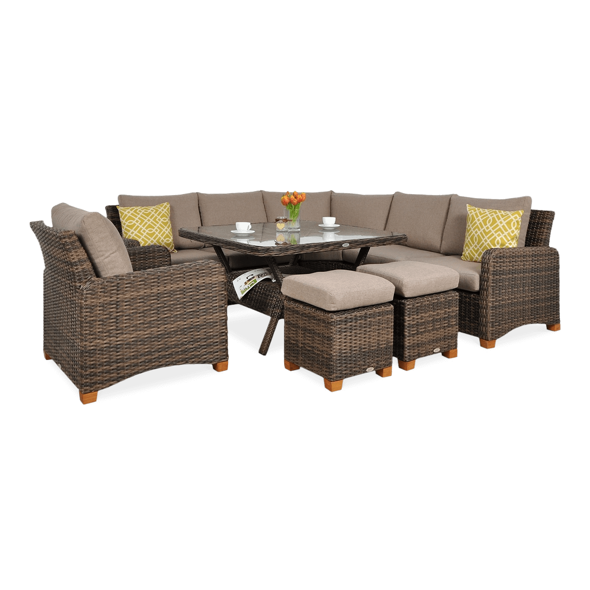 Narożnik z technorattanu TOLEDO DINING Brown