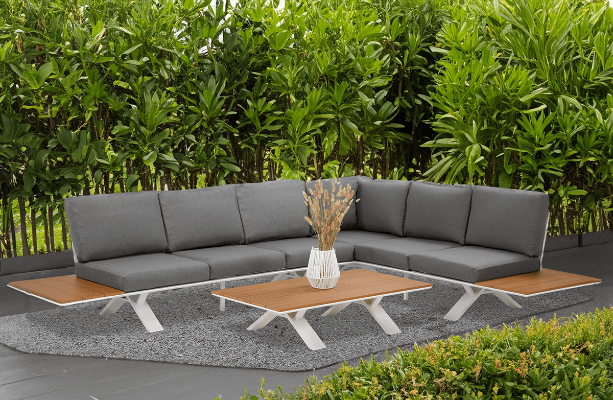Zestaw Mebli Ogrodowych SORRENTO Duży Narożnik Stolik na Taras Ogród Mocny