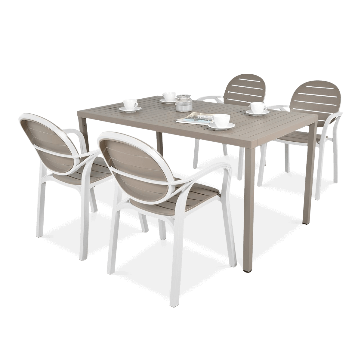 Komplet ogrodowy Nardi PALMA/CUBE 140 4+1 Bianco Tortora