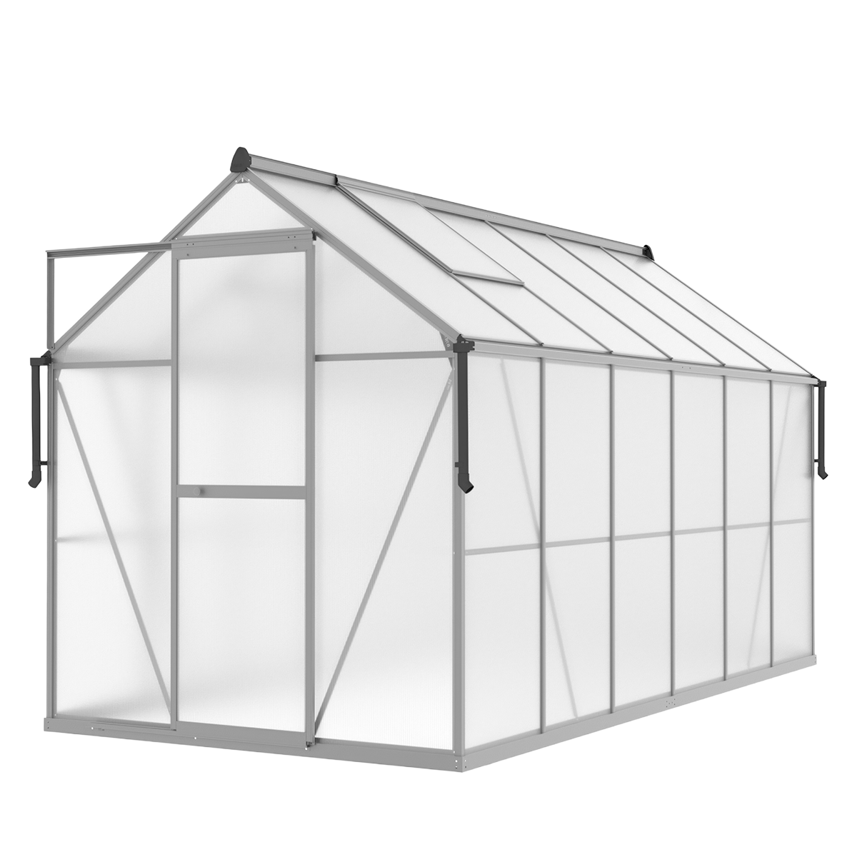 Szklarnia Ogrodowa Poliwęglan Duża Slide-In 361x183cm Srebrna UV