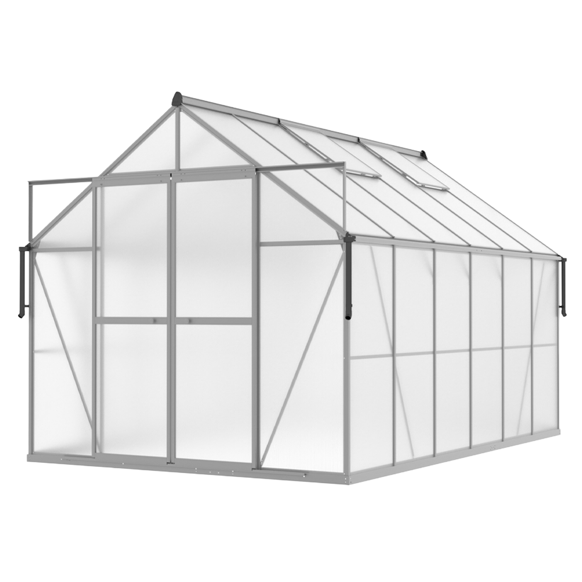 Szklarnia Ogrodowa Poliwęglan Duża Slide-In 370x244cm Srebrna UV