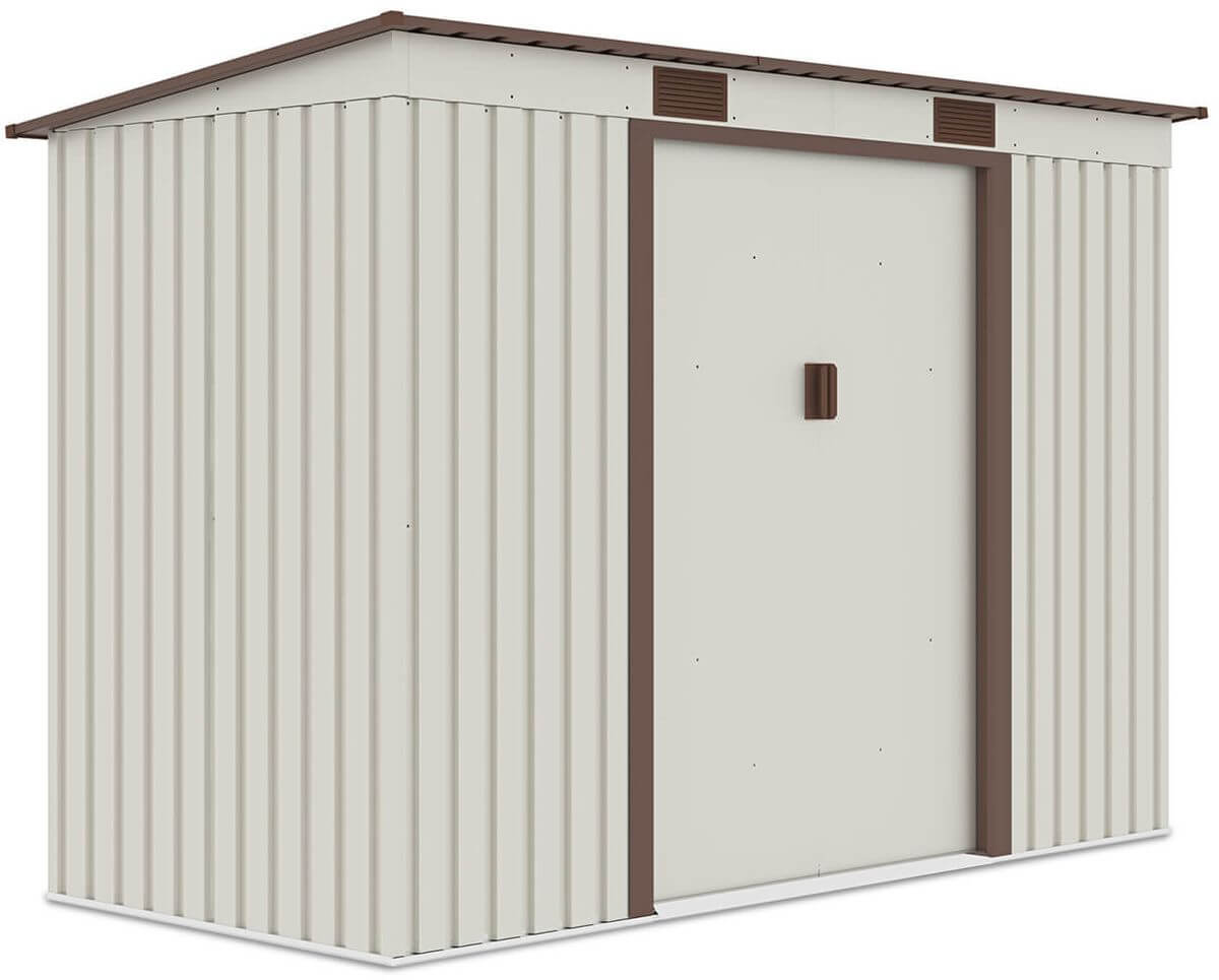 Szopa ogrodowa OREGON 261x121cm Beige, metalowa, z przesuwanymi drzwiami, kompaktowy magazyn na sprzęt ogrodowy i narzędzia Hardmaister