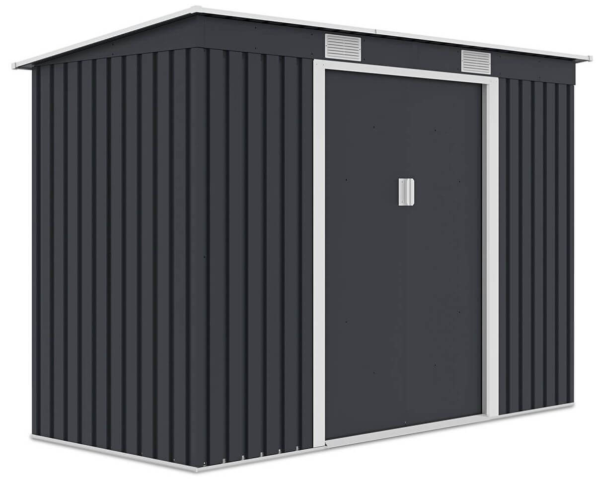 Szopa ogrodowa OREGON 261x121cm Cold Grey, metalowa, z przesuwanymi drzwiami, kompaktowy magazyn na sprzęt ogrodowy i narzędzia Hardmaister
