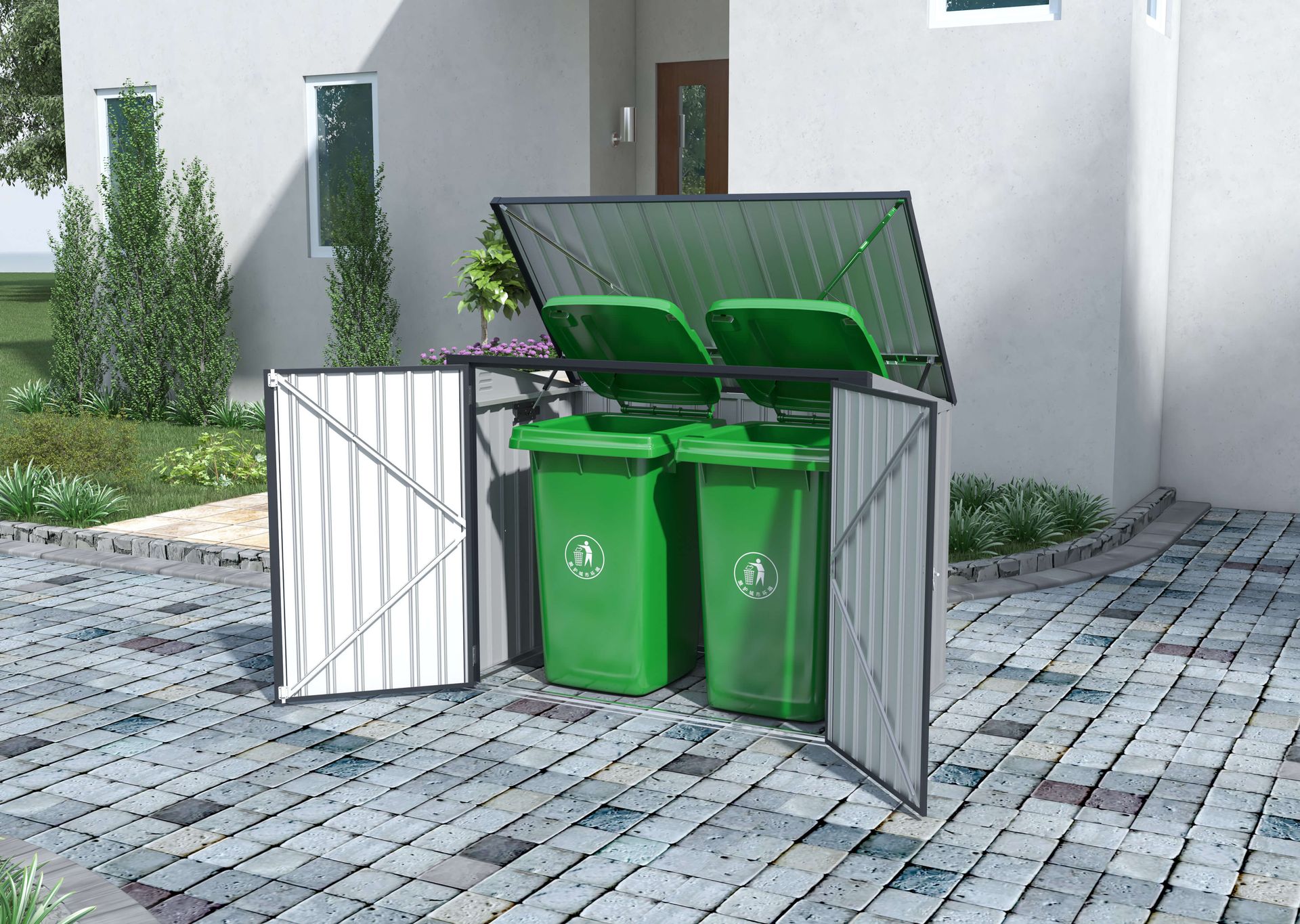 Zabudowa do koszy na śmieci DAVIS 173x101cm Light Grey - HARDMAISTER