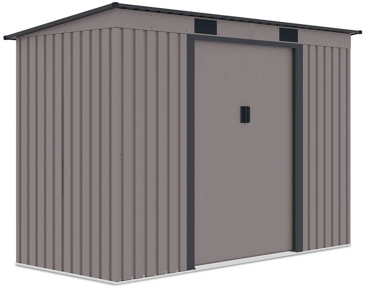 Szopa ogrodowa OREGON 261x121cm Warm Grey, metalowa, z przesuwanymi drzwiami, kompaktowy magazyn na sprzęt ogrodowy i narzędzia Hardmaister