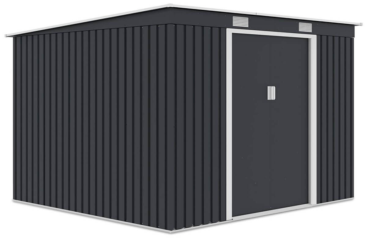 Domek narzędziowy OREGON 261x241cm Cold Grey, stalowy, z wentylacją, duży schowek na narzędzia, rowery i sprzęt ogrodowy Hardmaister