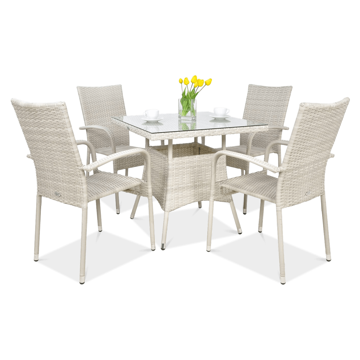 Zestaw ogrodowy technorattan FIESTA/LUGO 4+1 White