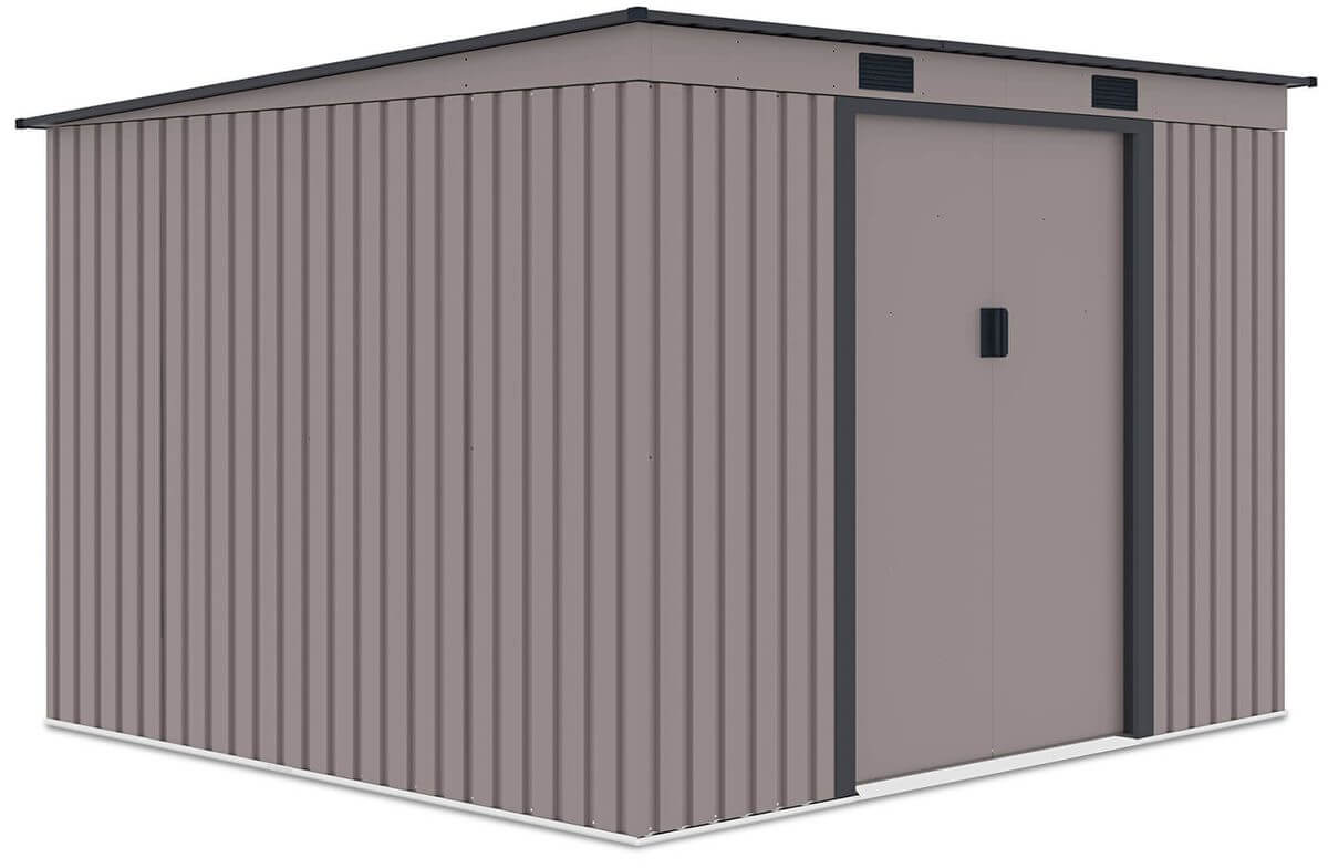 Domek narzędziowy OREGON 261x241cm Warm Grey, stalowy, z wentylacją, duży schowek na narzędzia, rowery i sprzęt ogrodowy Hardmaister