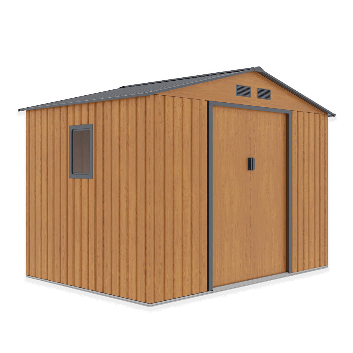 Domek narzędziowy HUDSON 277x191cm Oak Grey, metalowy, z podwójnymi drzwiami, wentylowany, kompaktowy schowek na narzędzia i sprzęt Hardmaister