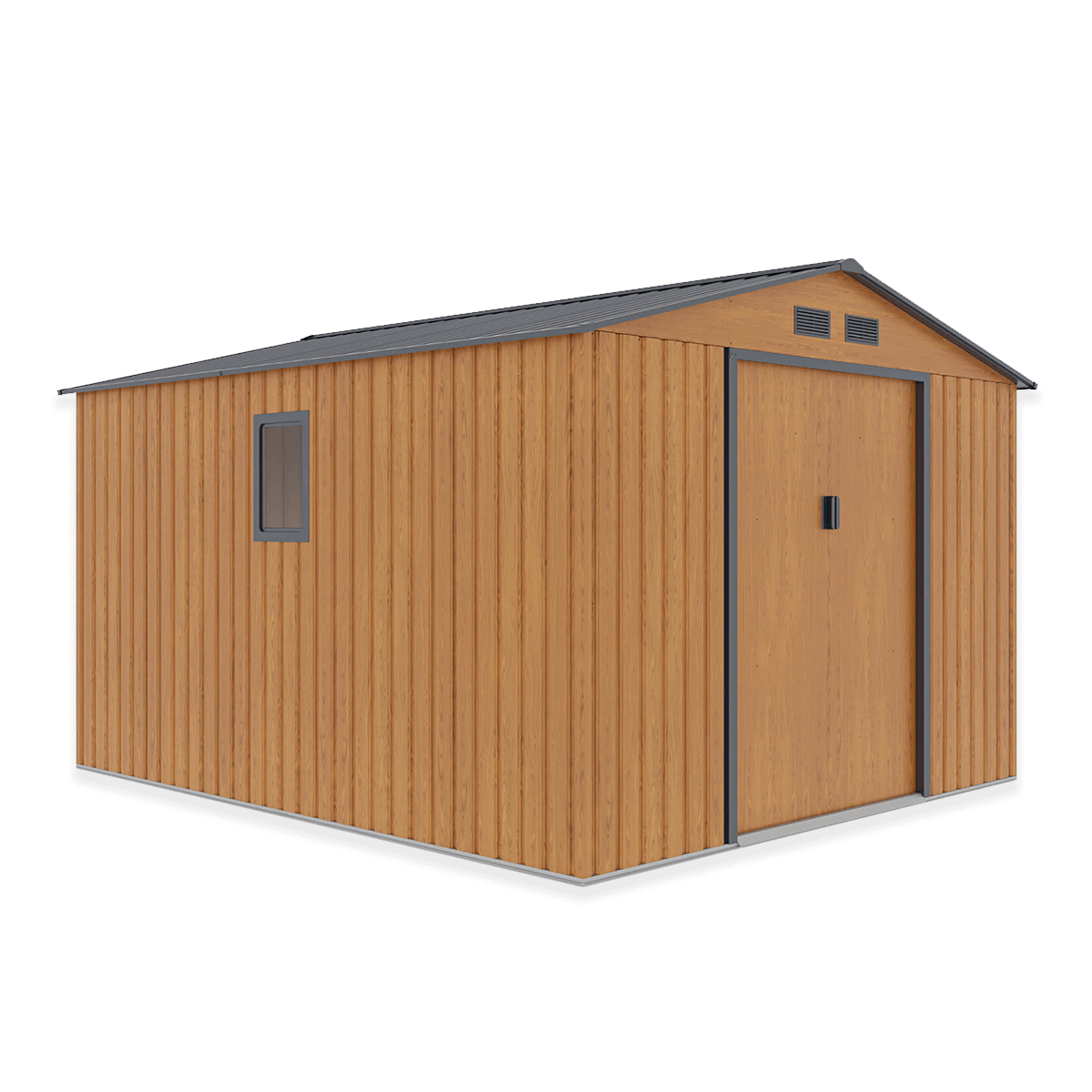 Domek narzędziowy HUDSON 277x319cm Oak Grey, metalowy, z podwójnymi drzwiami, wentylowany, schowek na narzędzia i sprzęt ogrodowy Hardmaister