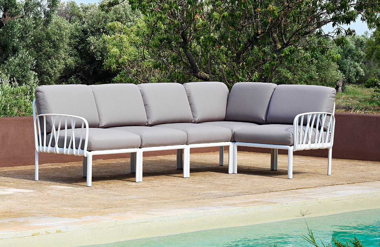 Narożnik ogrodowy Nardi KOMODO ze stolikiem Bianco Grigio