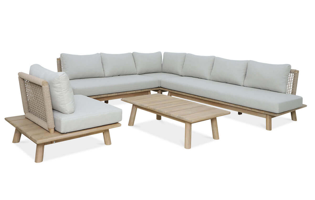 Narożnik MIYA DINING + fotel Light Grey - Focus Garden