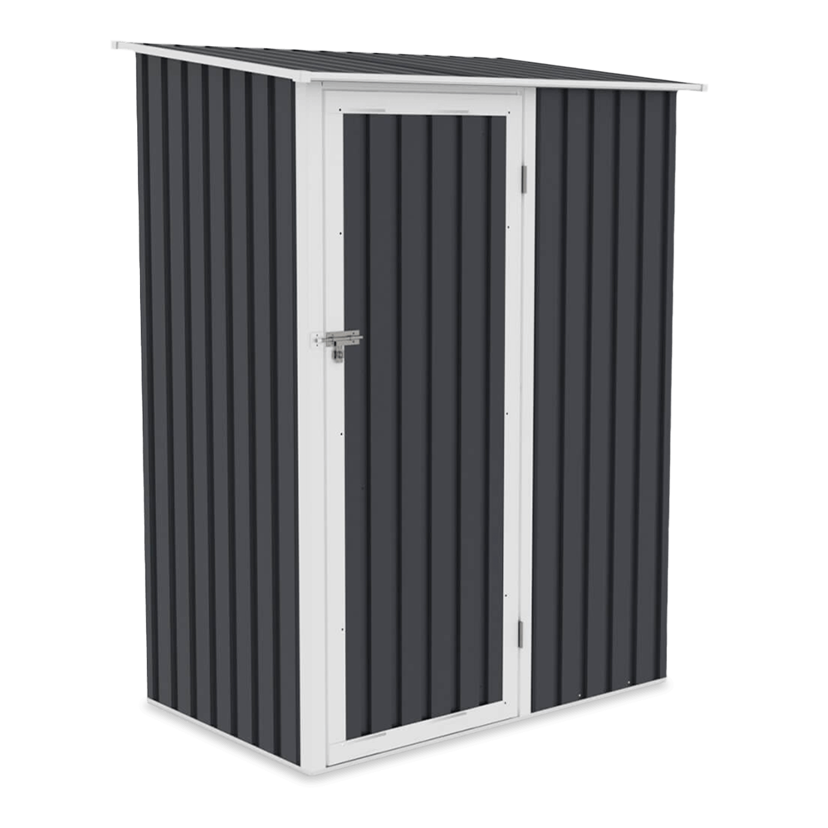 Domek ogrodowy KENT 143x89cm Cold Grey, metalowy, z drzwiami na zawiasy, wentylowany, idealny schowek na narzędzia ogrodowe i sprzęt Hardmaister