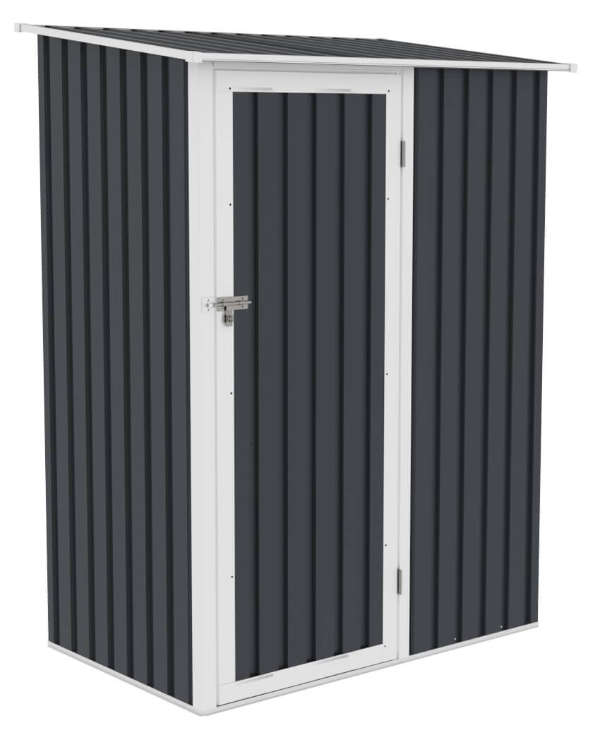 Domek ogrodowy KENT 143x89cm Cold Grey, metalowy, z drzwiami na zawiasy, wentylowany, idealny schowek na narzędzia ogrodowe i sprzęt Hardmaister