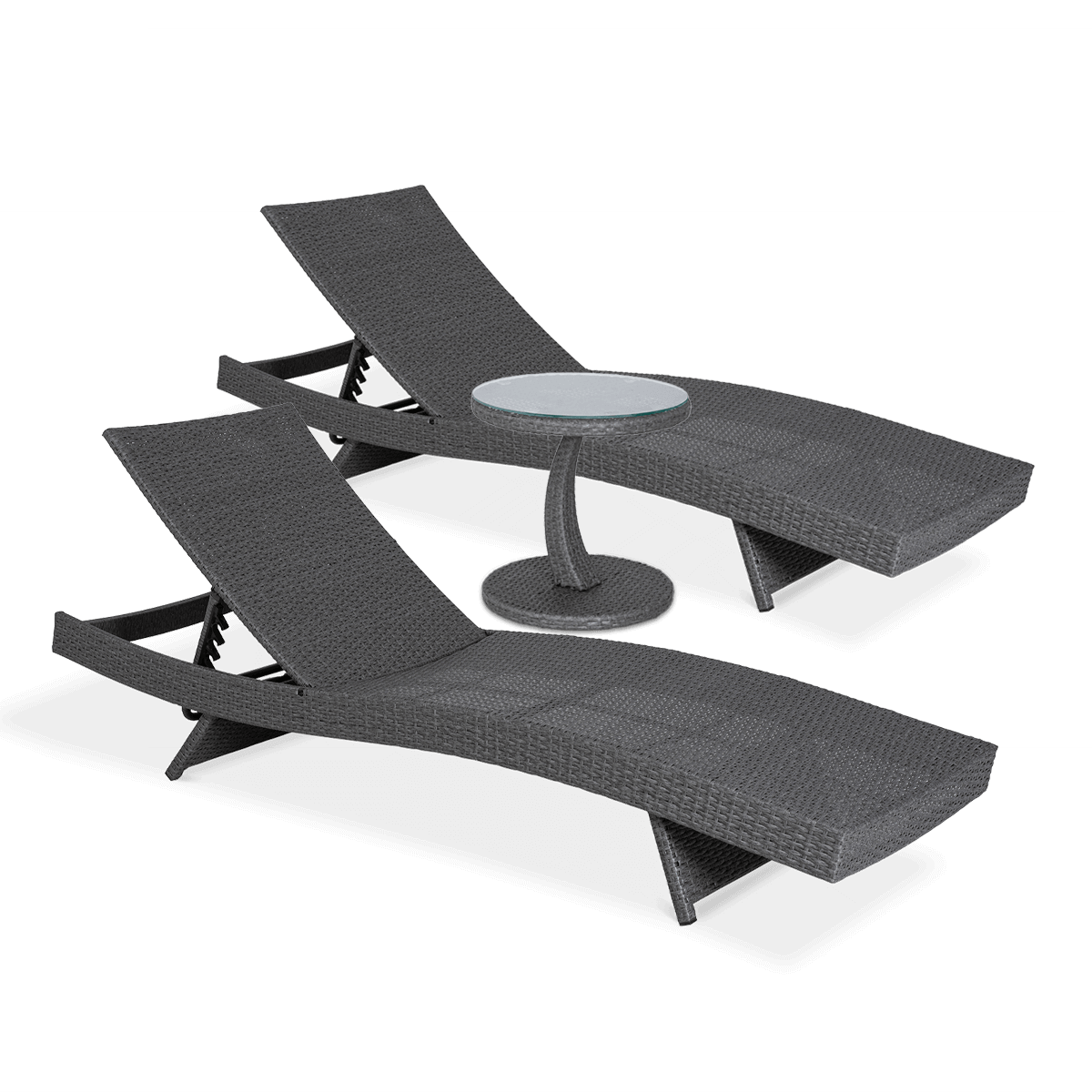 Zestaw wypoczynkowy DUO dwie leżanki WAVE + stolik PREMIO Dark Grey - Focus Garden