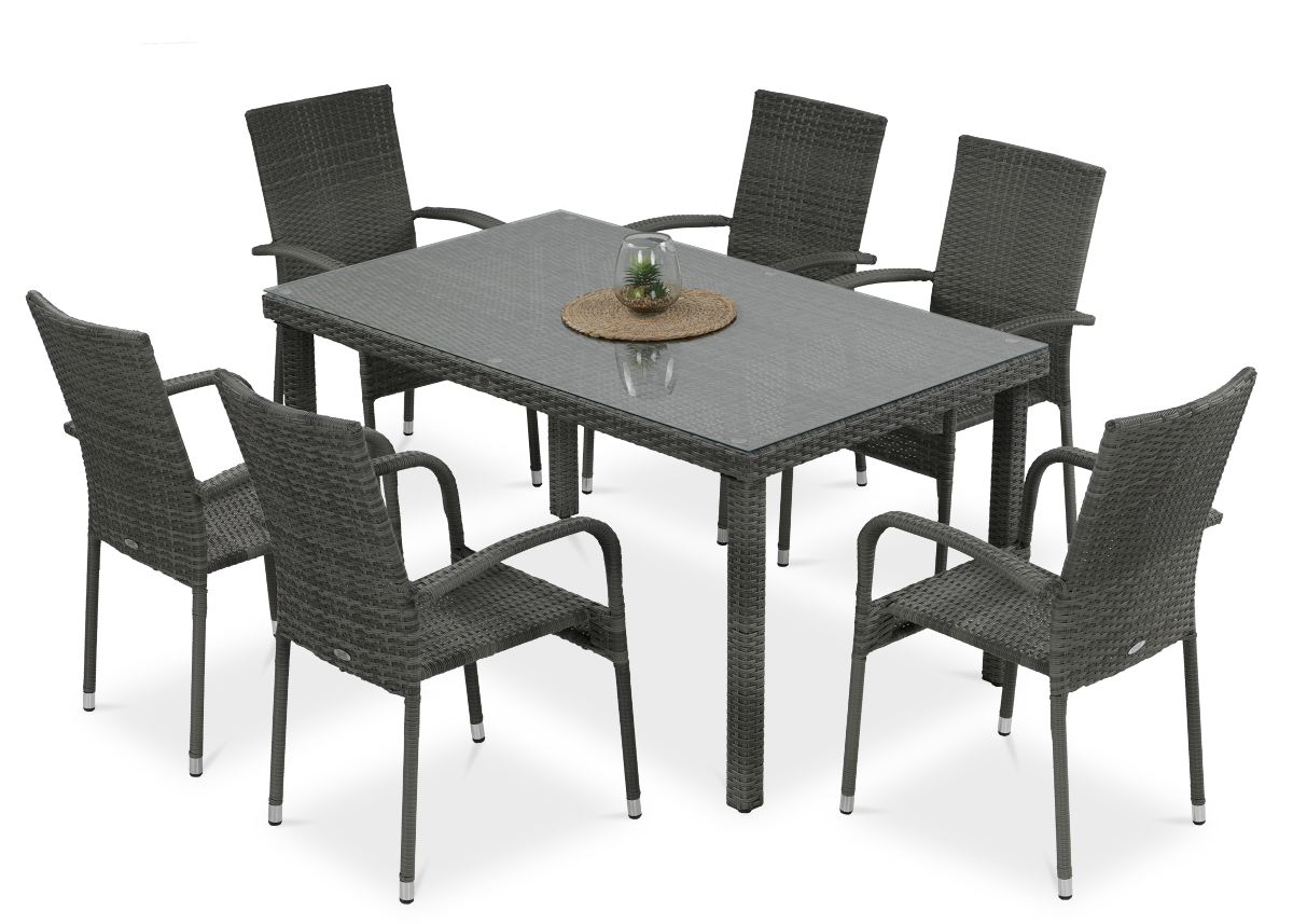 Meble Technorattanowe Fiesta/Venecja 6+1 Dolphin Grey