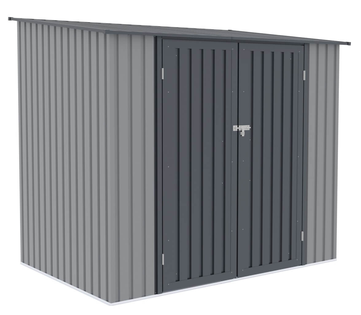 Domek narzędziowy KENT 222x149cm Light Grey, metalowy, z drzwiami na zawiasy, wentylowany, idealny schowek na narzędzia ogrodowe i sprzęt Hardmaister