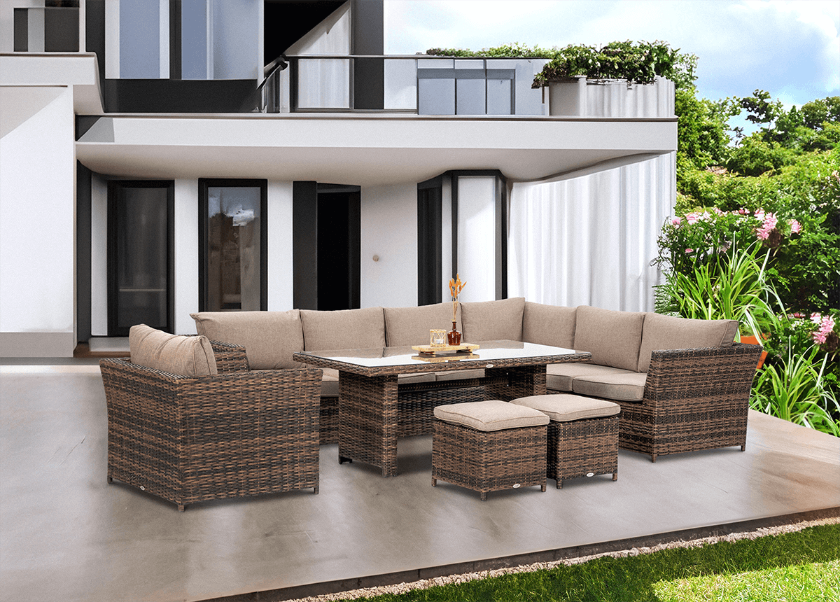 FocusGarden Narożnik ogrodowy Moniz Dinning Plus, brązowy