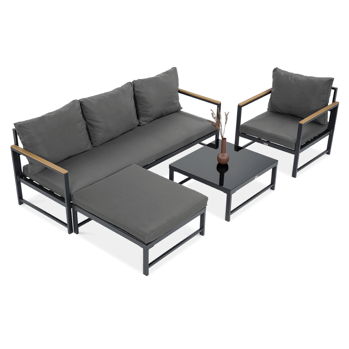 Narożnik Do Ogrodu Orlando + Fotel Dark Grey