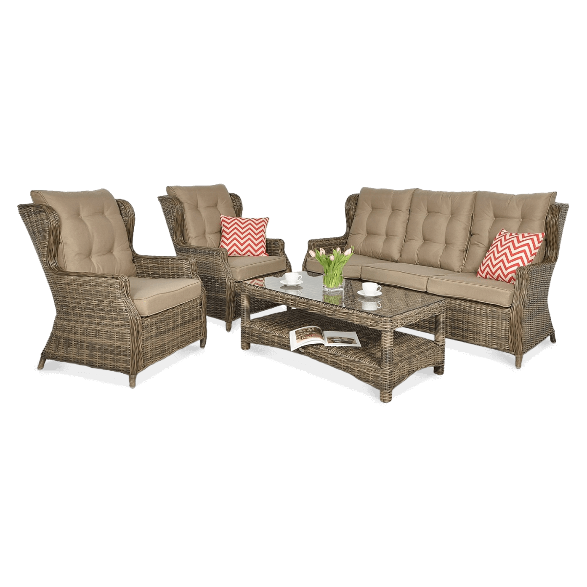 FocusGarden Zestaw mebli ogrodowych Trivento 3, brązowy