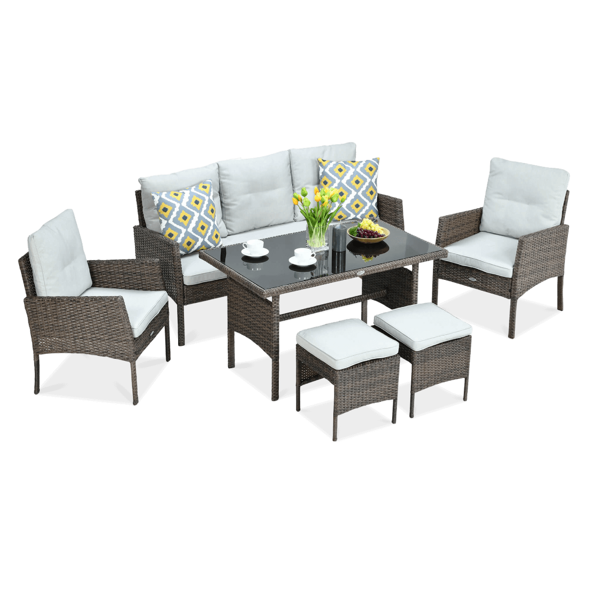 Zestaw mebli ogrodowych FOCUS GARDEN Cortina Brown, brązowy, 6-elementowy