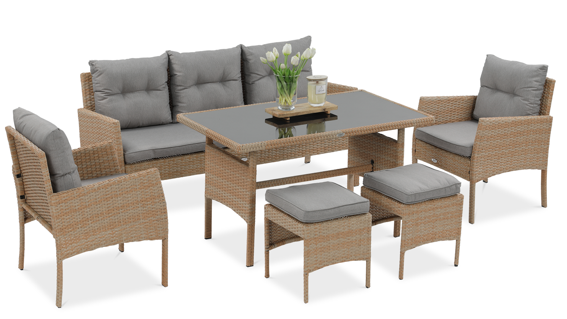 Zestaw mebli ogrodowych FOCUS GARDEN Cortina Beige, brązowy, 6-elementowy