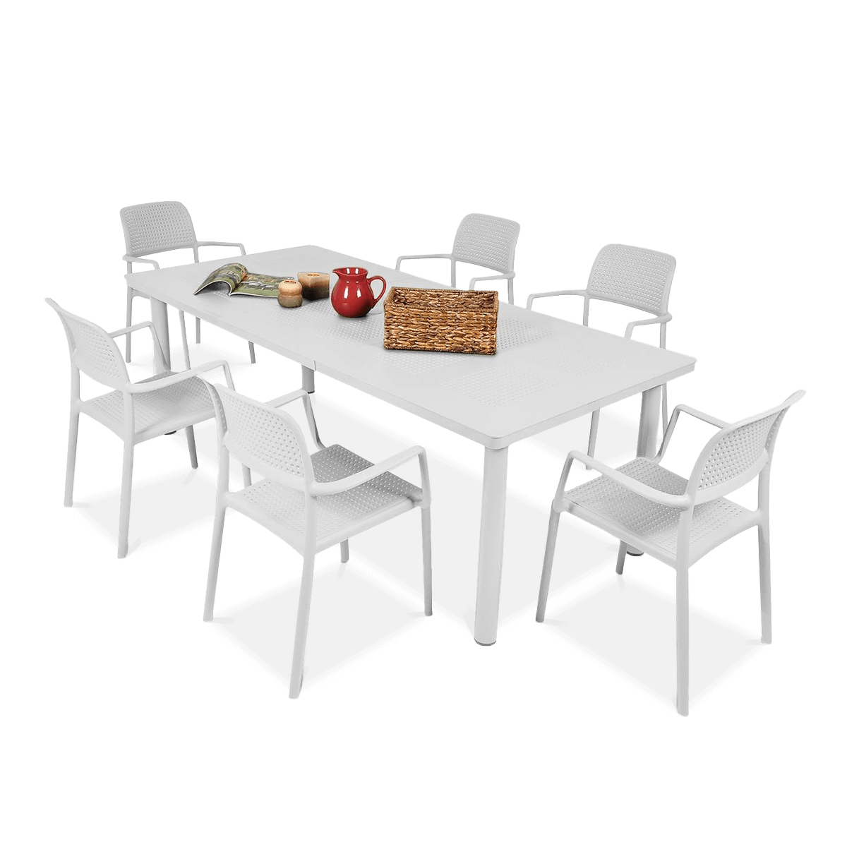 Meble ogrodowe Nardi BORA/LIBECCIO 6+1 Bianco