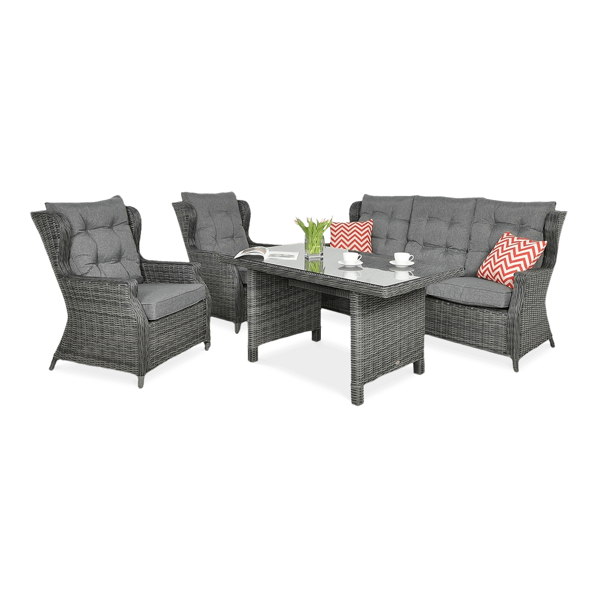 Meble technorattanowe TRIVENTO DINING 3 Dark Grey