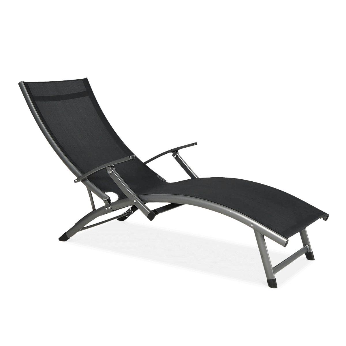 FocusGarden Leżak ogrodowy Relax, czarny, 57,5x175x35 cm