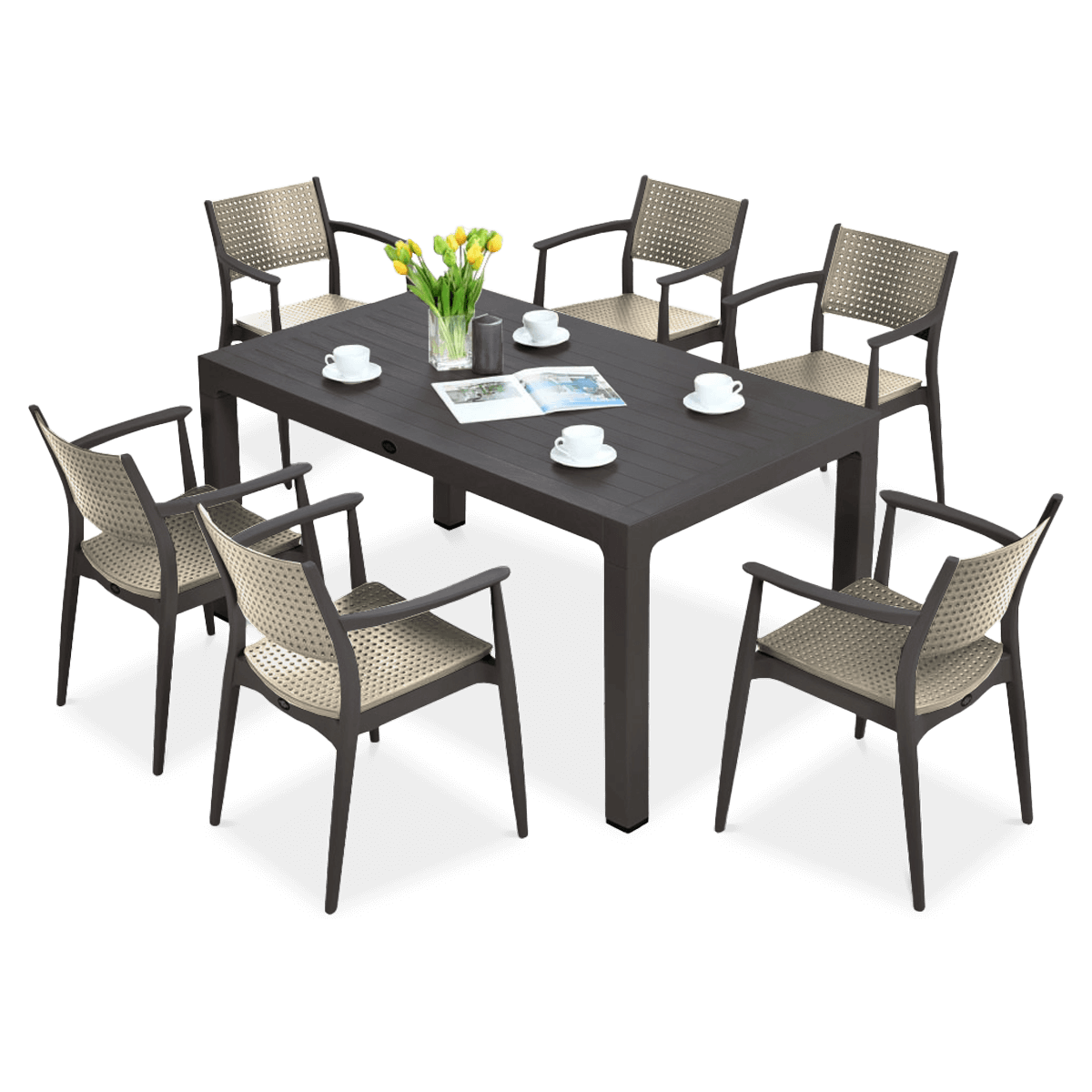 Meble jadalniane Novussi SEGINUS 6+1 Brown/Desert Brown