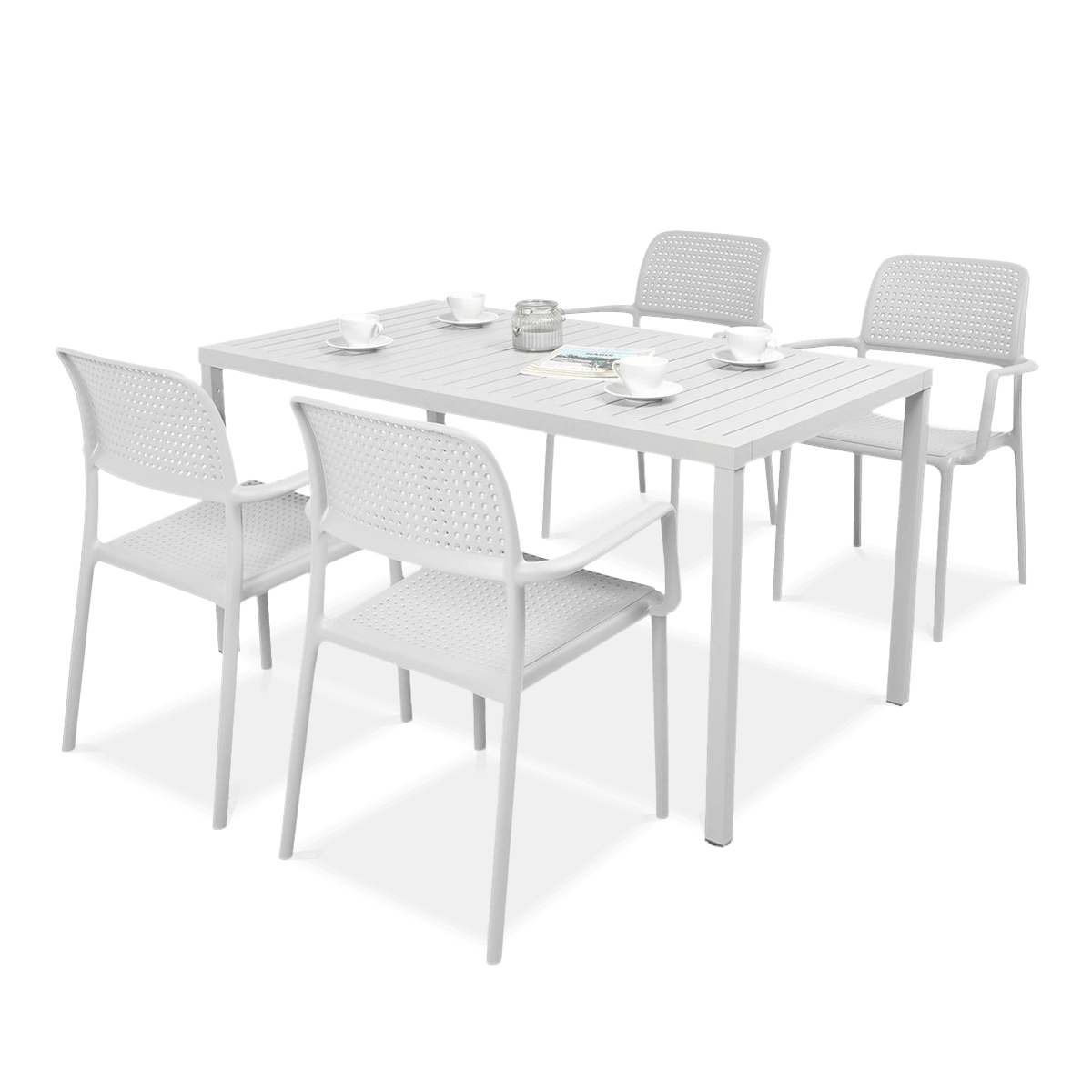 Komplet ogrodowy Nardi BORA/CUBE 140 4+1 Bianco
