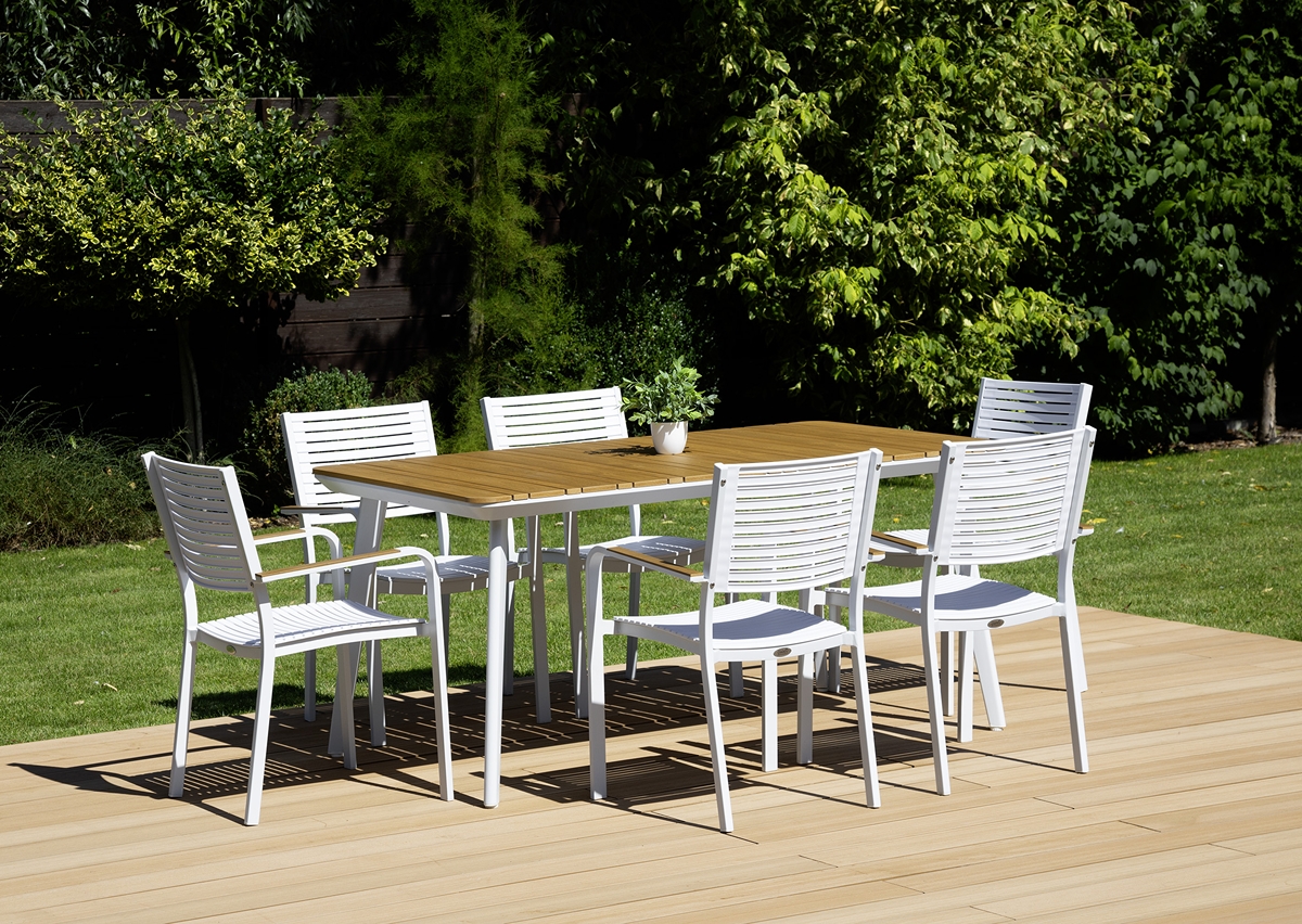 Zestaw jadalniany TACOMA 160/6 White - Focus Garden