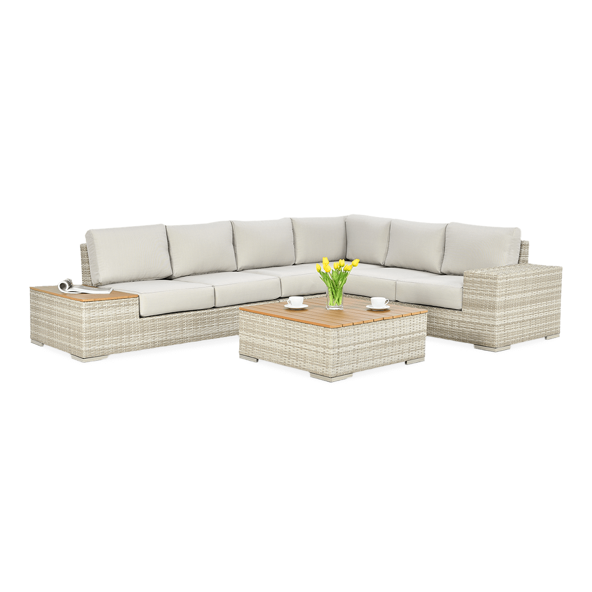 Zestaw Mebli Ogrodowych Wypoczynkowych Technorattan AVOCADO Stolik Narożnik