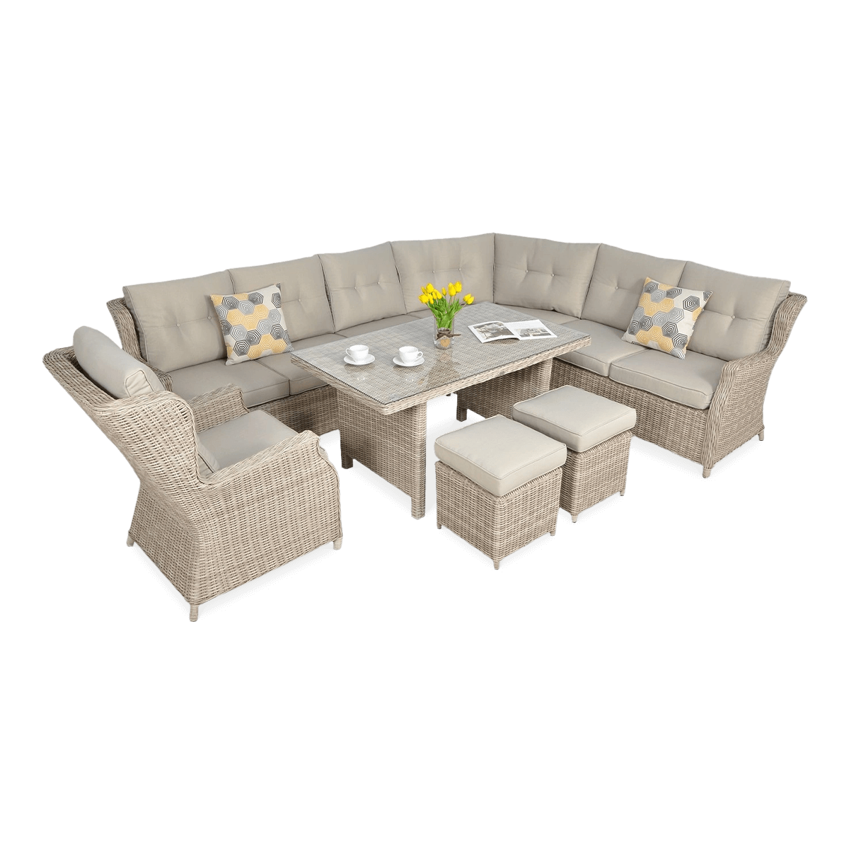 Zestaw Mebli Ogrodowych Wypoczynkowych Technorattan TRIVENTO Narożnik Taras