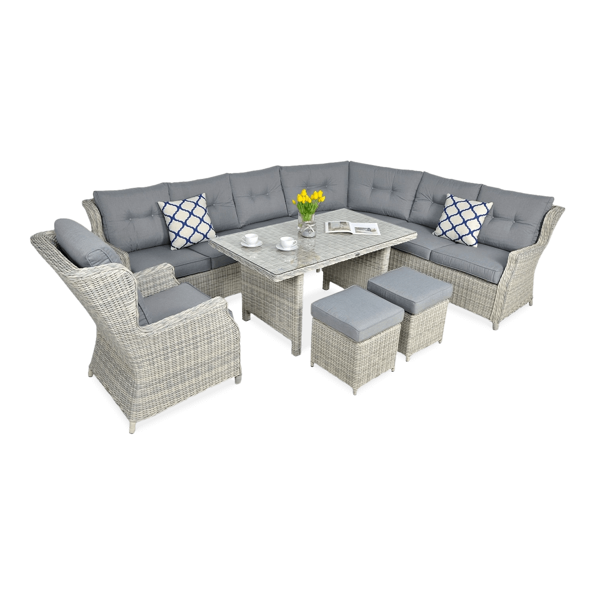 Zestaw Mebli Ogrodowych Wypoczynkowych Technorattan TRIVENTO Narożnik Taras