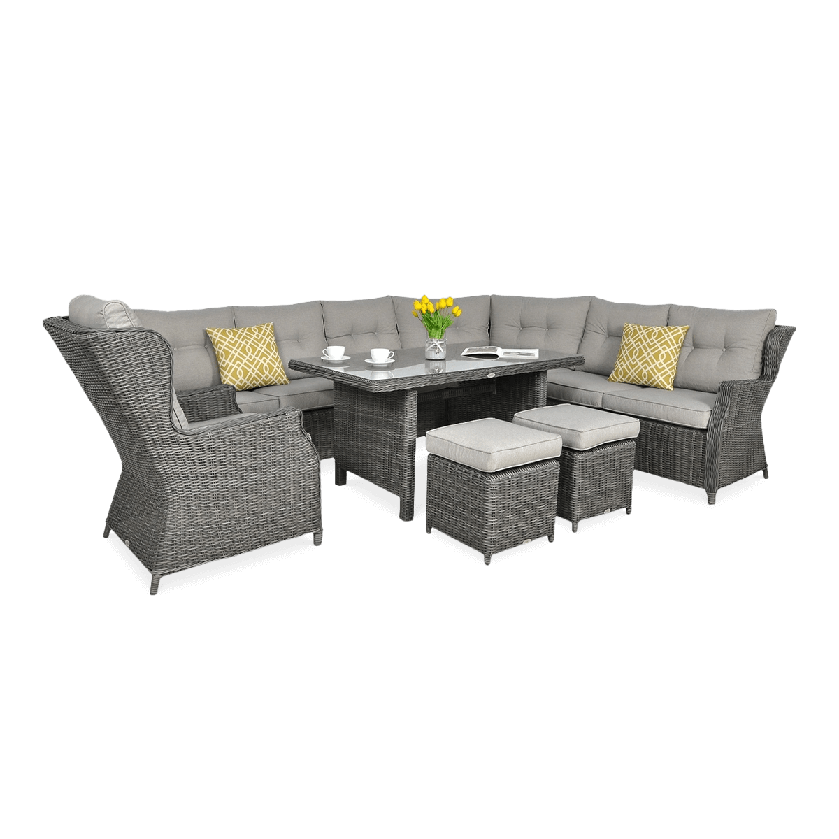 Zestaw Mebli Ogrodowych Wypoczynkowych Technorattan TRIVENTO Narożnik Taras